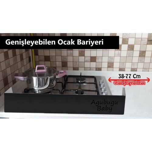 agubugu Isıya Dayanıklı Genişleyebilen Ocak Bariyeri - Siyah 38 x 77Cm
