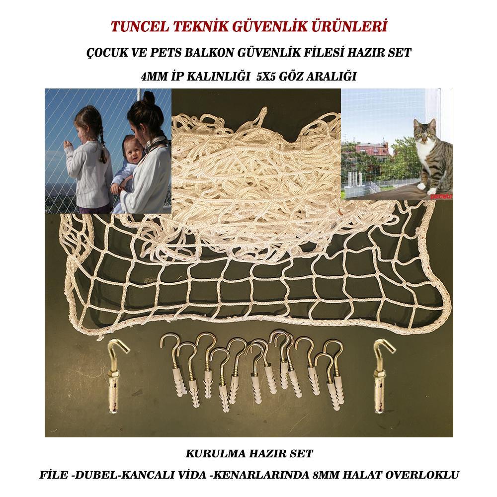 Pets ve Çocuk Balkon Güvenlik File Seti 250x500 cm