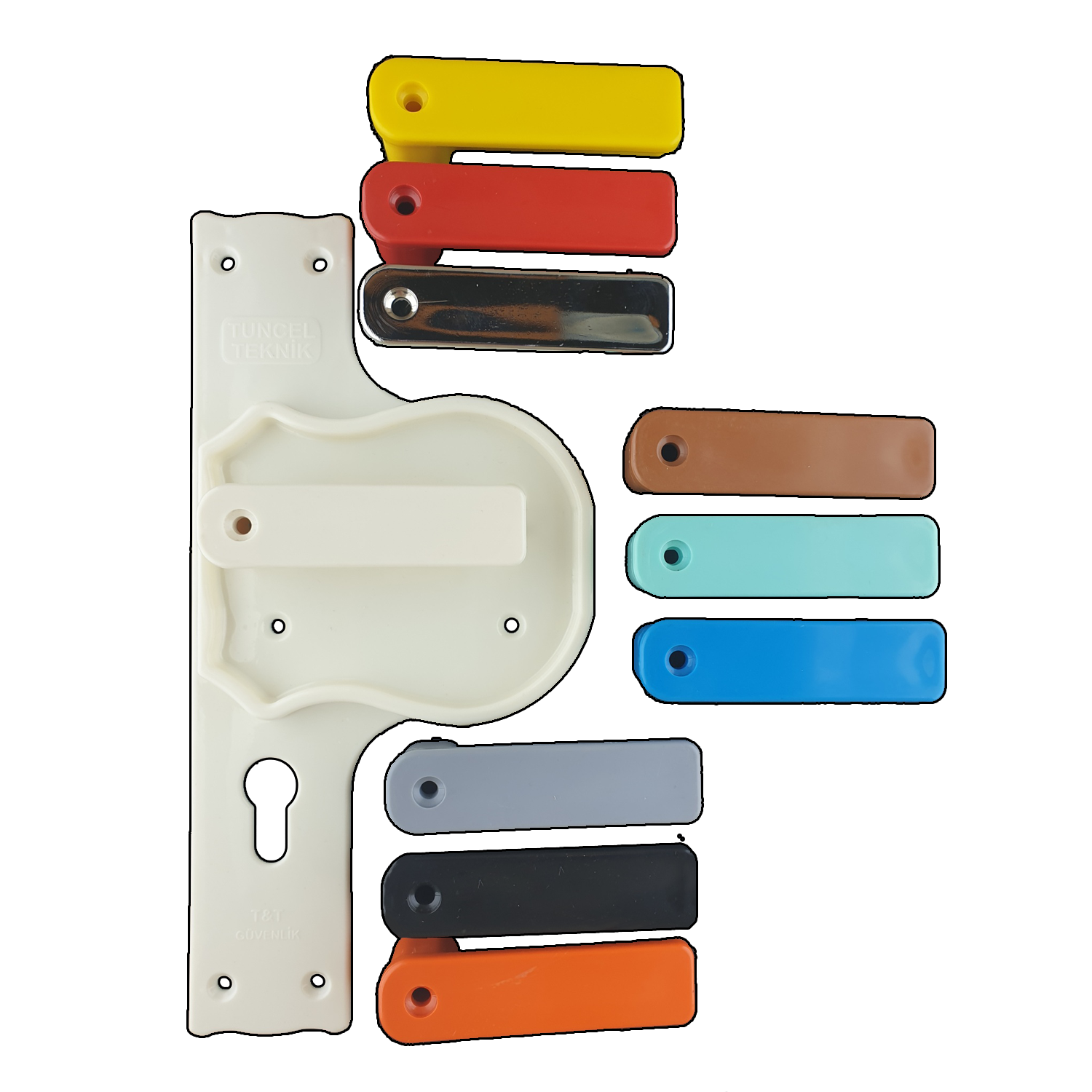 Bariyerli ve Güvenli  Kırılmaz Kapi Kolu Turuncu Ayna TURUNCU AYNA - BEYAZ KOL