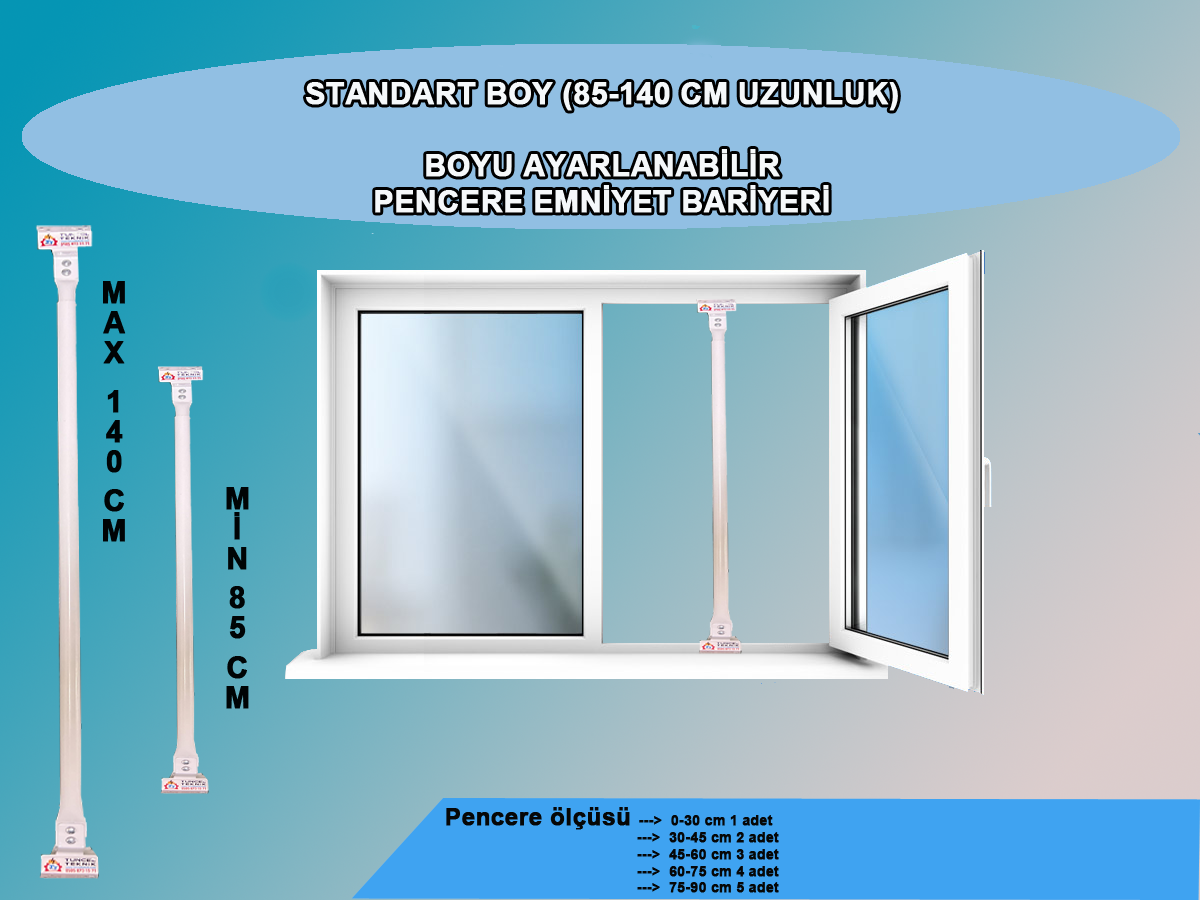 Pencere Güvenlik Bariyeri 1 adet-Uzayıp kısalabilen korkuluk