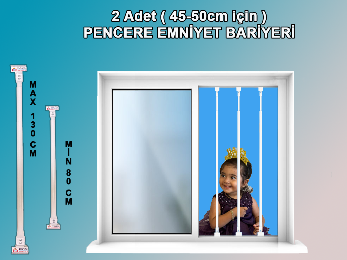 Pencere Güvenlik Bariyeri 2 adet-Uzayıp kısalabilen korkuluk