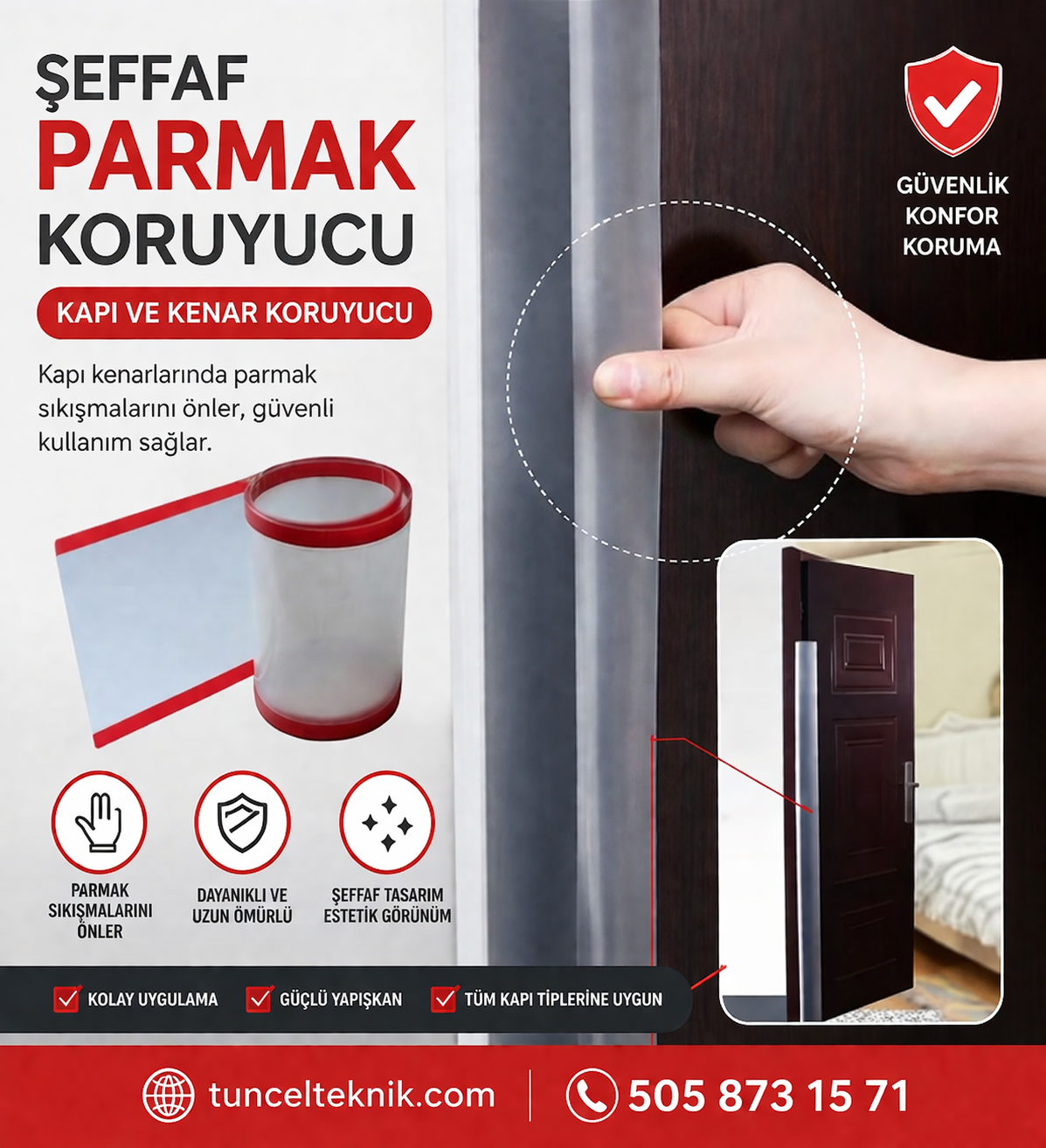 Parmak Sıkışma Önleyici Şeffaf Kapı  Körüğü 100cm